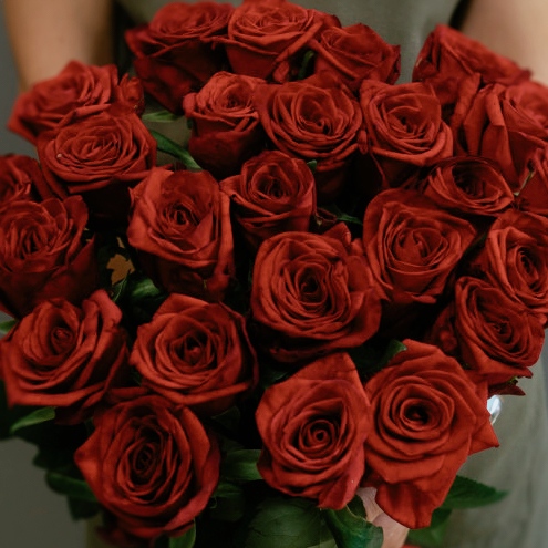 Букет из 25 красных роз 60-70 см.